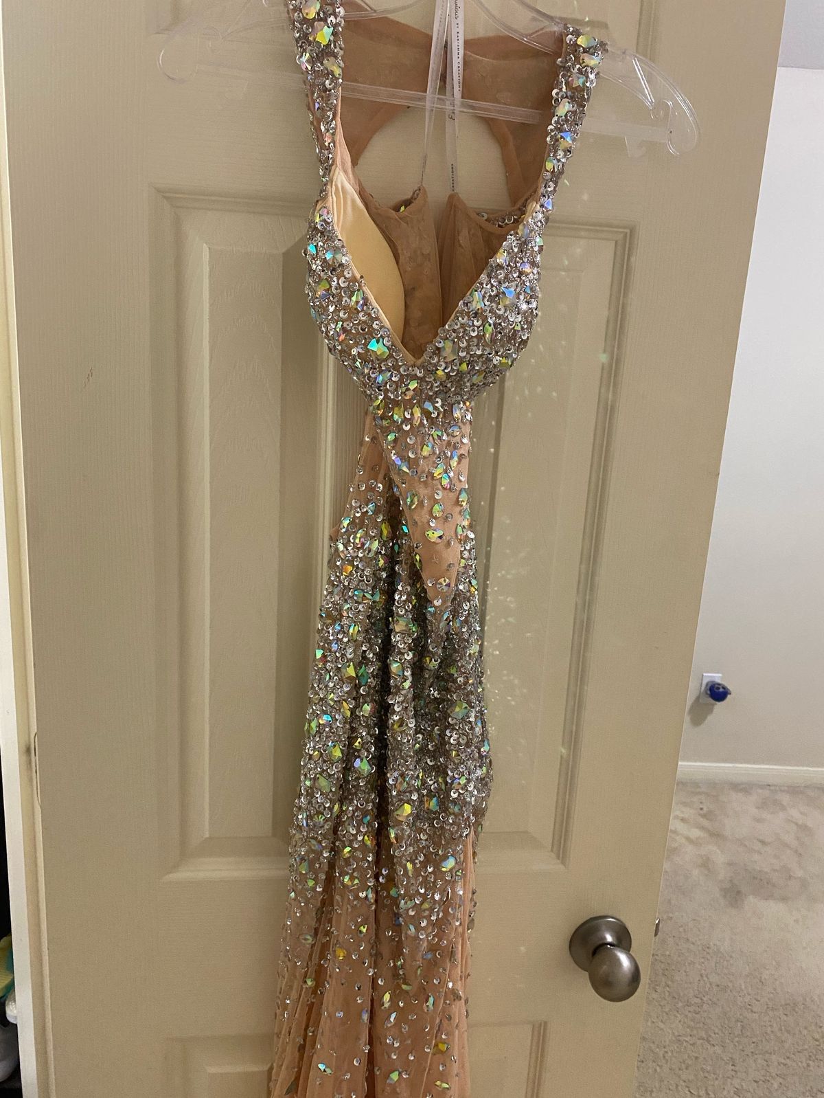 Size 2 Prom Sequined Nude Mermaid Dress on Queenly