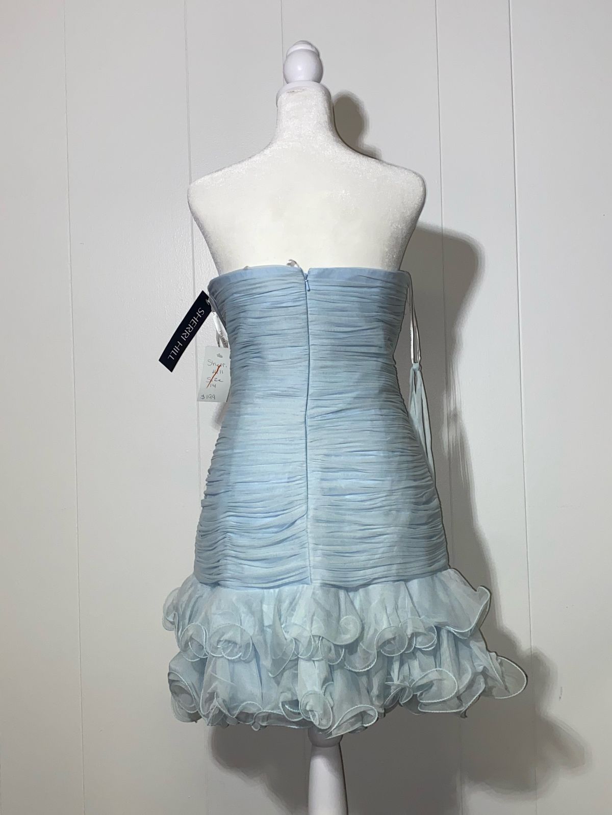 Sherri Hill Size 14 Homecoming Sequined Light Blue Cocktail Dress on Queenly