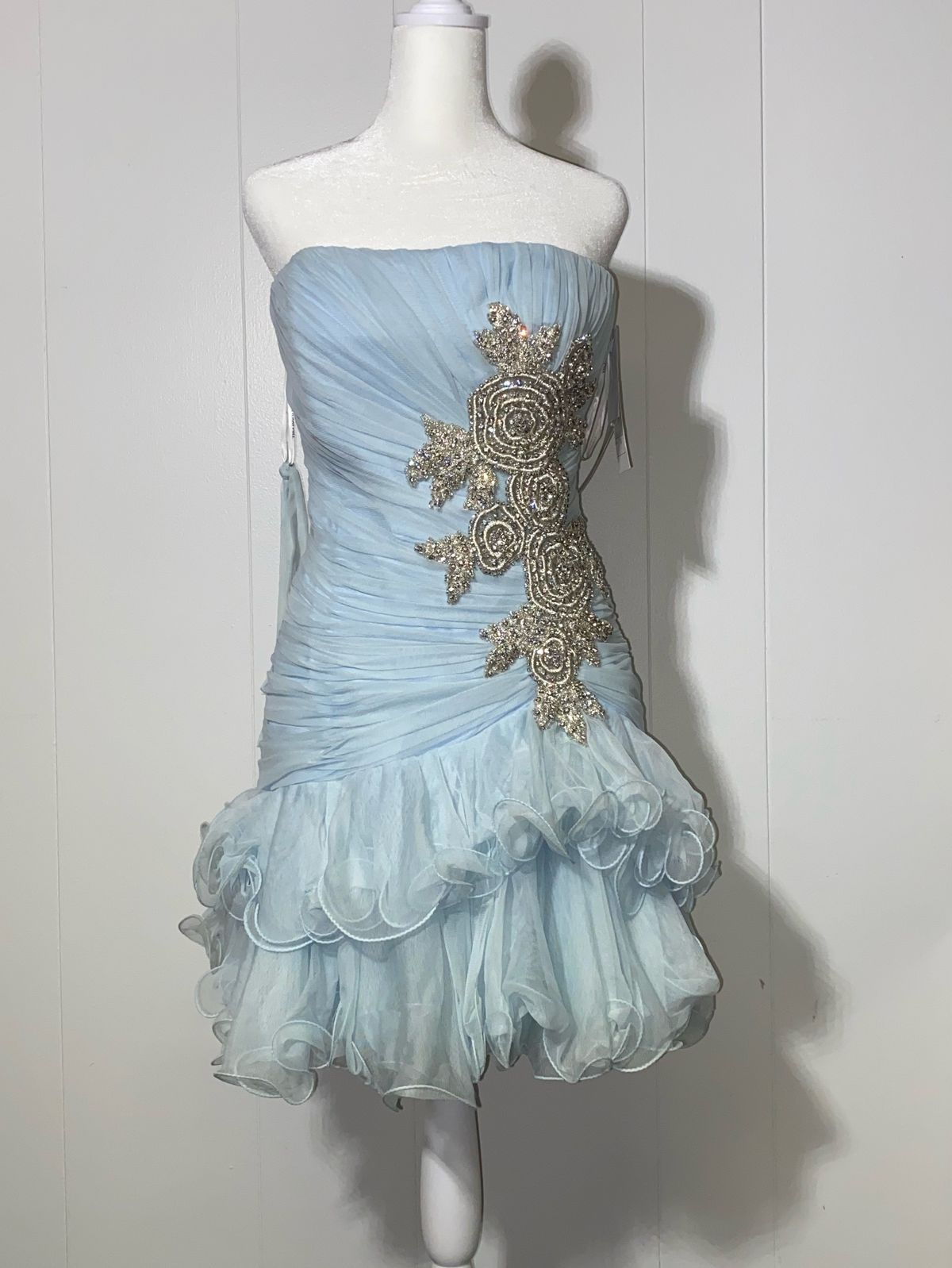 Sherri Hill Size 14 Homecoming Sequined Light Blue Cocktail Dress on Queenly