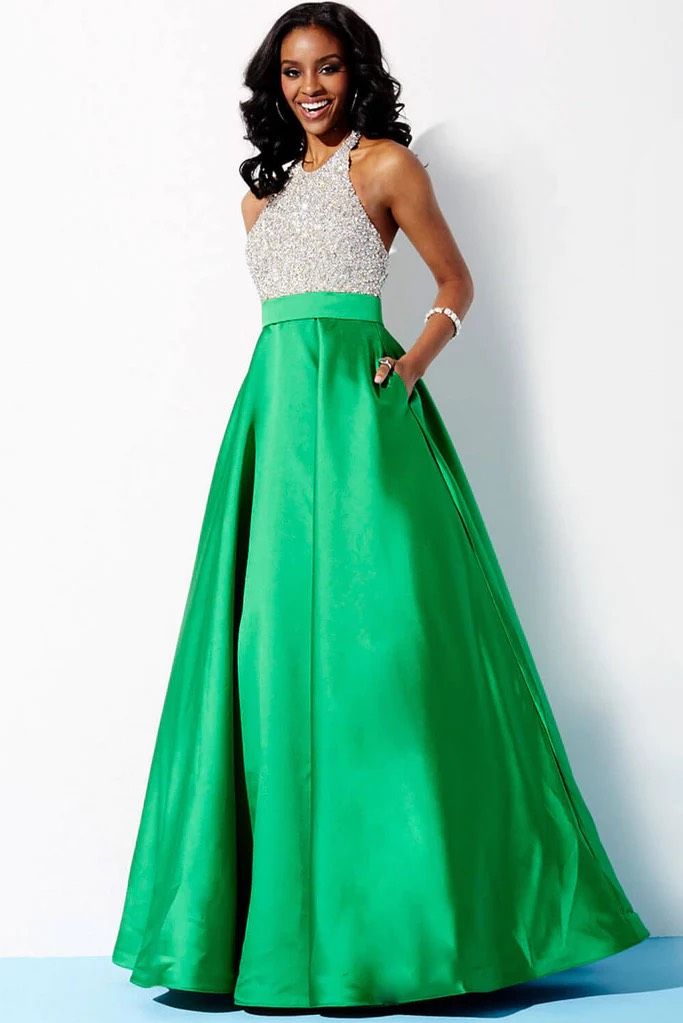 Jovani Size 0 Pageant Satin Emerald Green Ball Gown on Queenly