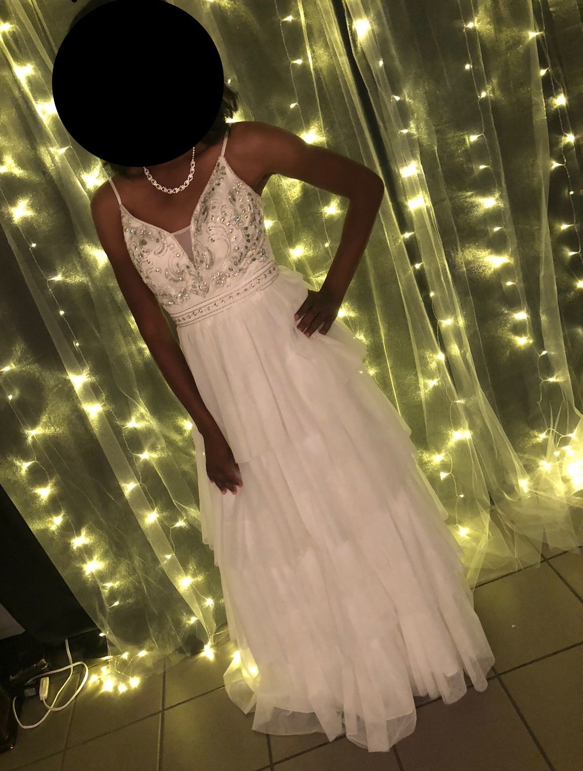 Size 4 Prom Sheer White A-line Dress on Queenly