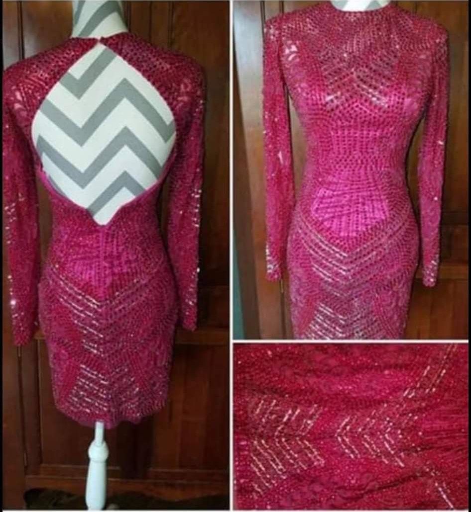 Sherri Hill Size 2 Homecoming Long Sleeve Sequined Red Cocktail Dress on Queenly