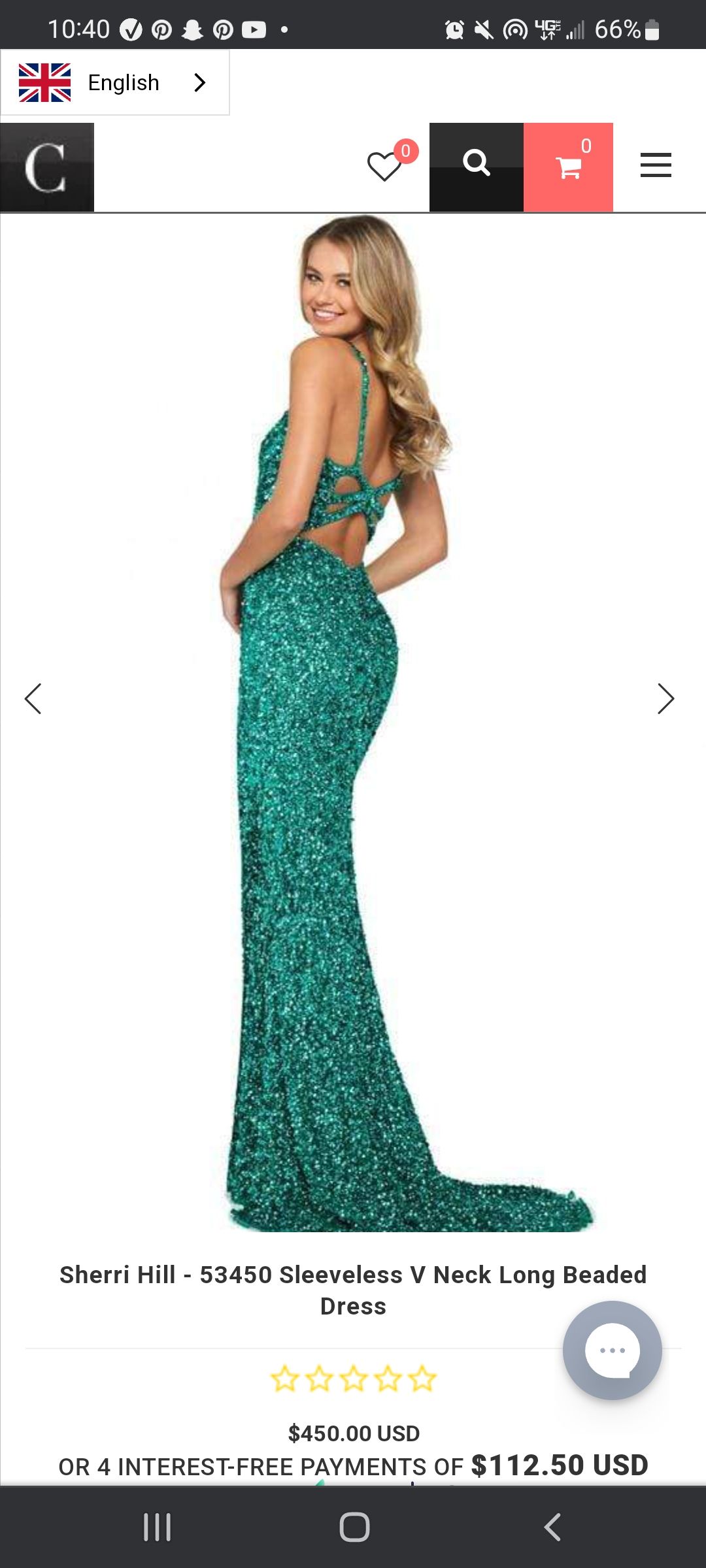 Style 53450 Sherri Hill Size 6 Sequined Emerald Green Side Slit Dress on Queenly
