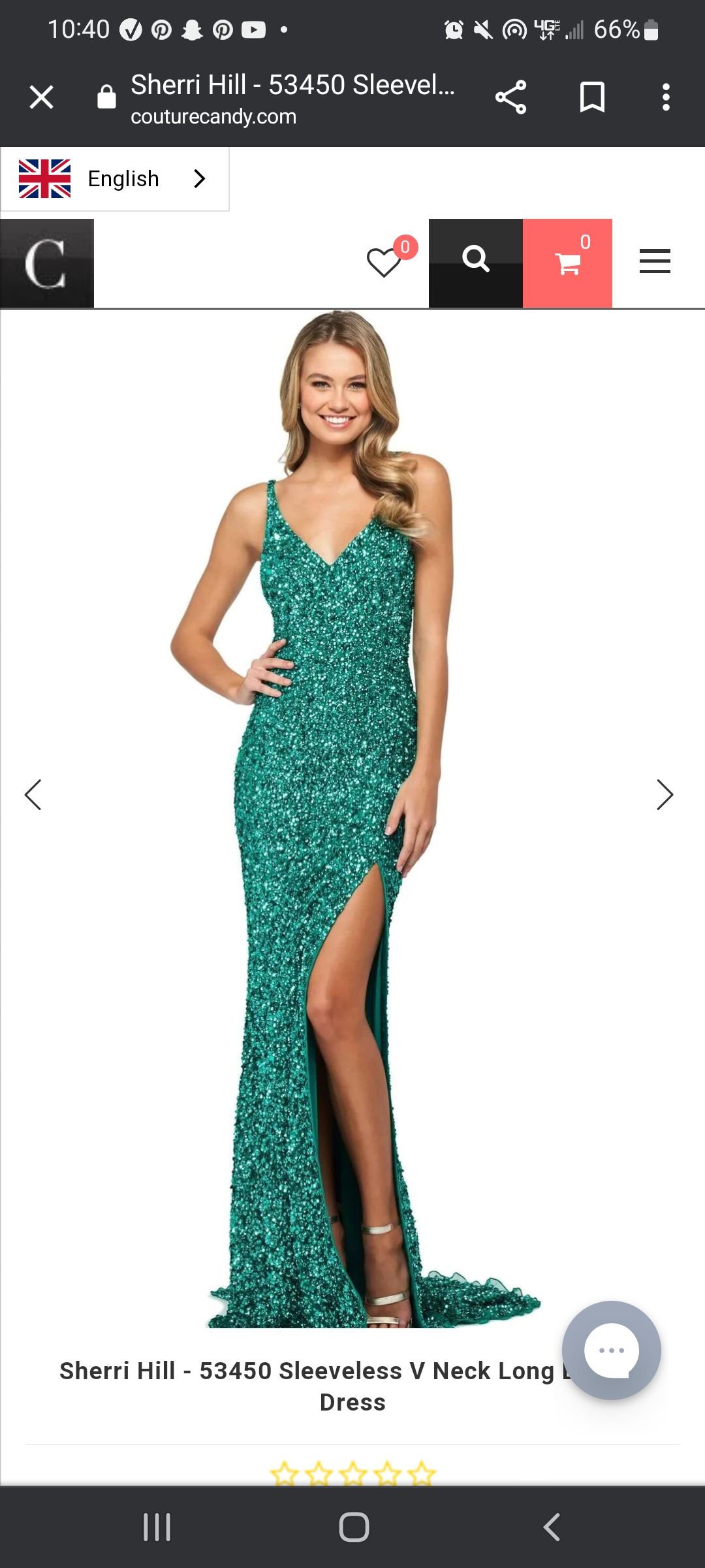 Style 53450 Sherri Hill Size 6 Prom Plunge Emerald Green Side Slit Dress on Queenly