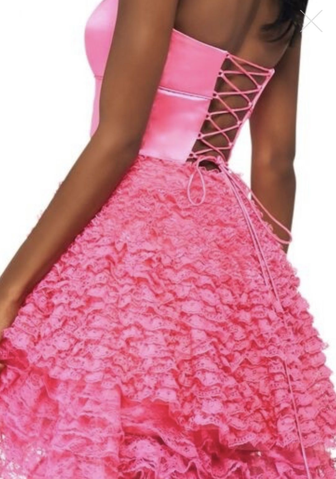 Style 53720 Sherri Hill Size 00 Lace Pink Ball Gown on Queenly