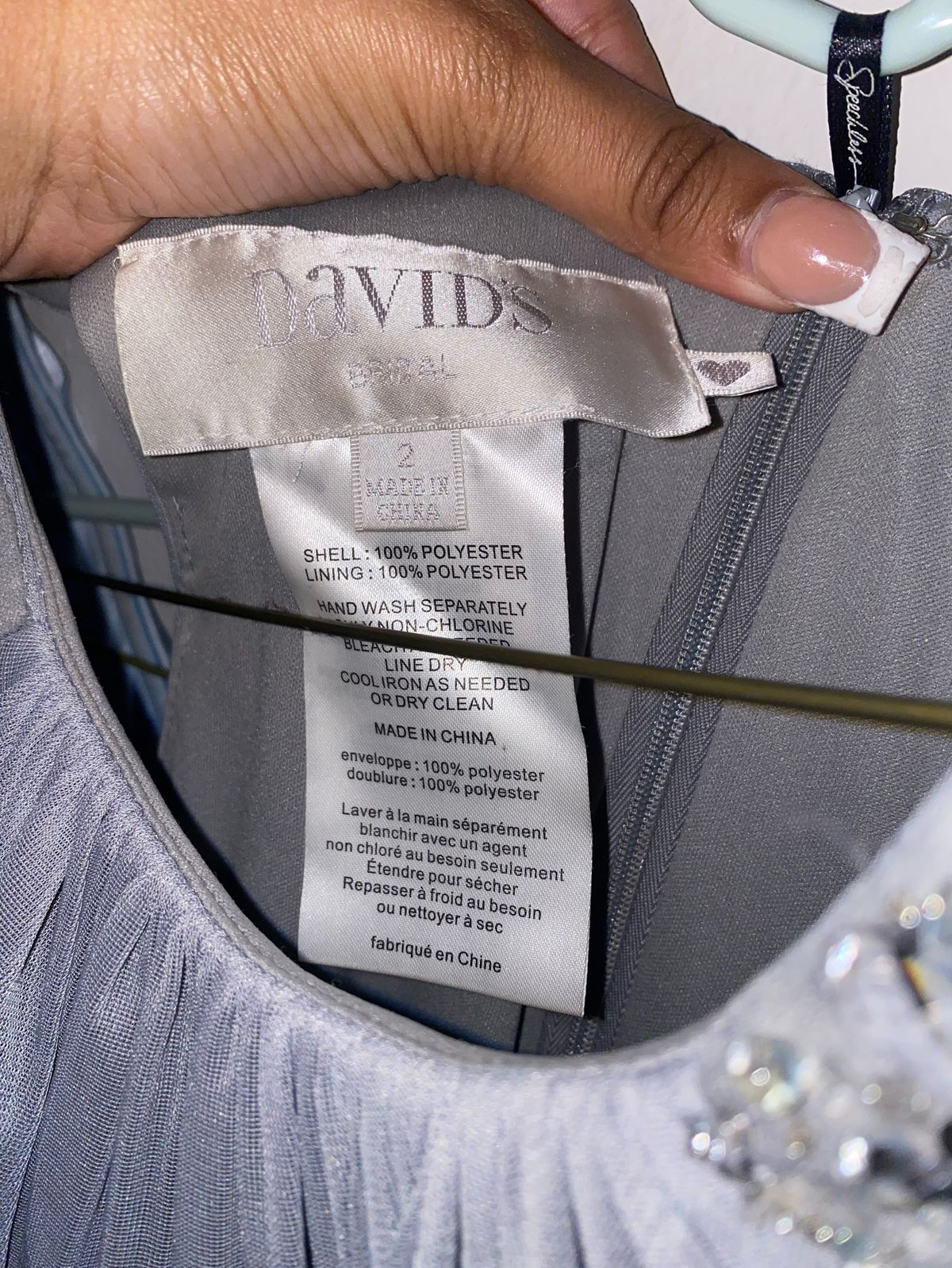David's Bridal Size 2 Silver Floor Length Maxi on Queenly