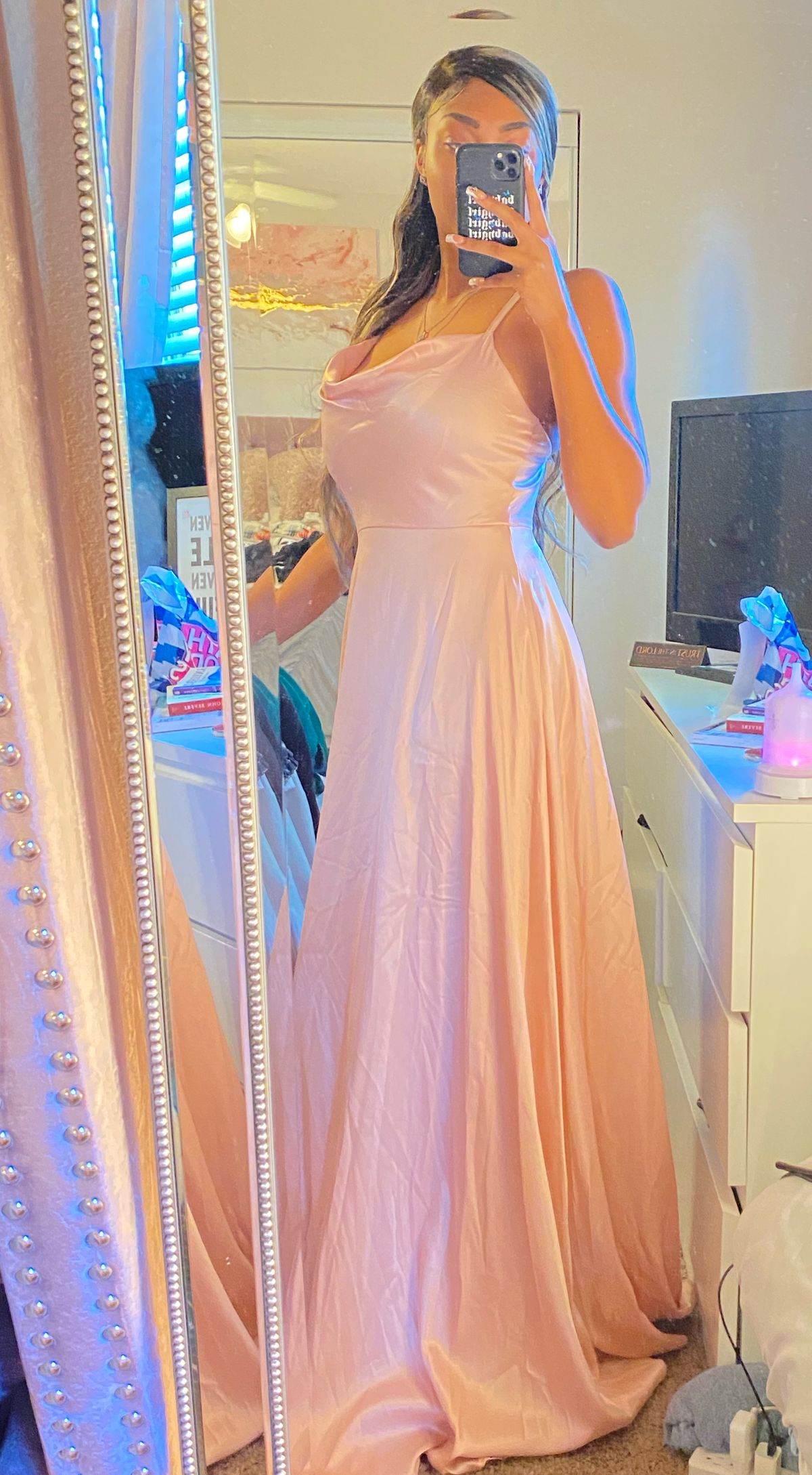 Windsor Size 2 Satin Pink Side Slit Dress on Queenly