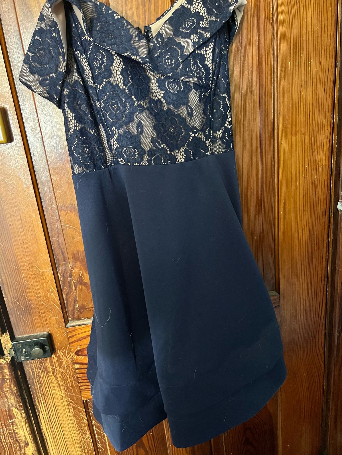 Jodi Kristopher Size 14 Navy Blue Cocktail Dress on Queenly