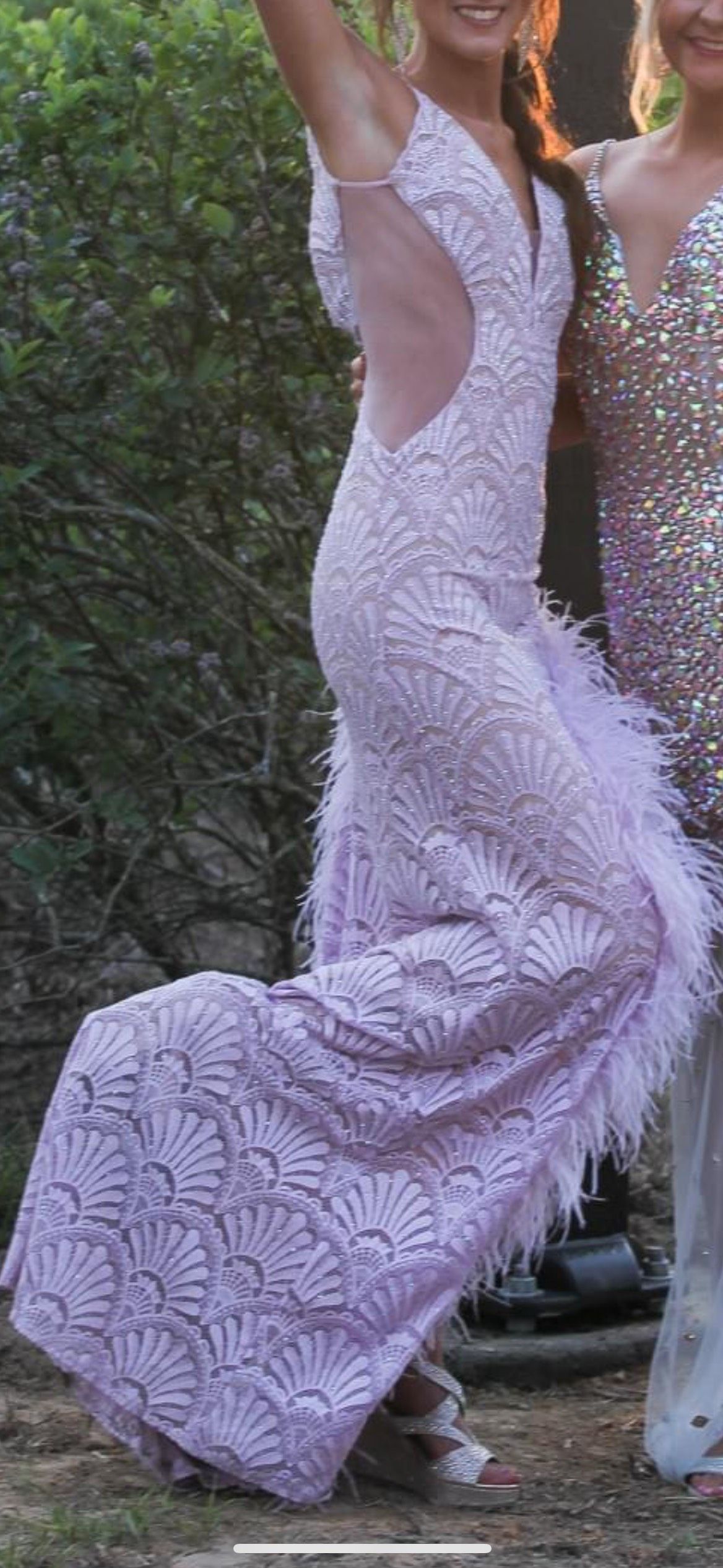 Jovani Size 00 Prom Plunge Light Pink Side Slit Dress on Queenly