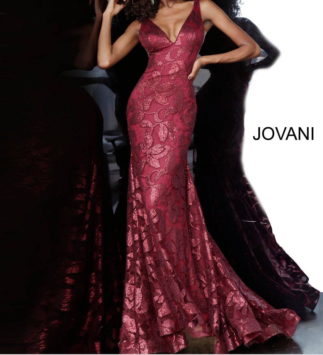 Jovani Size 0 Bridesmaid Plunge Satin Burgundy Red Mermaid Dress on Queenly