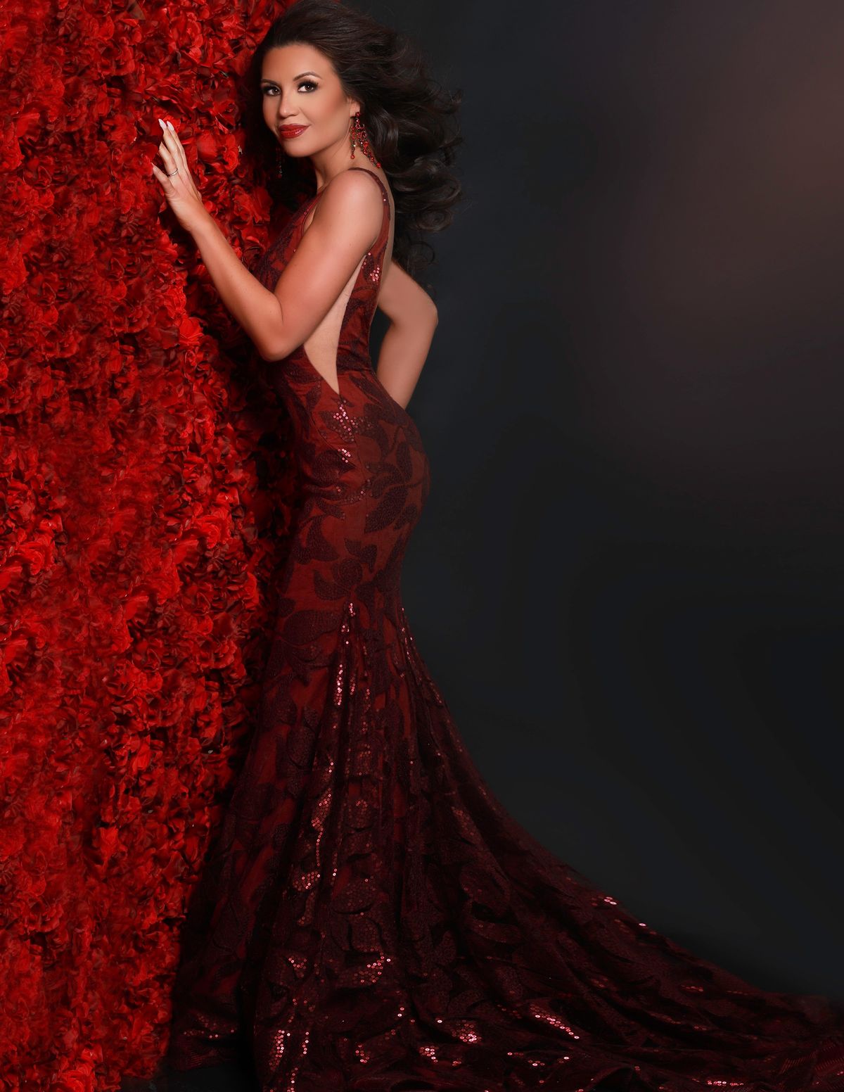 Jovani Size 0 Bridesmaid Plunge Satin Burgundy Red Mermaid Dress on Queenly