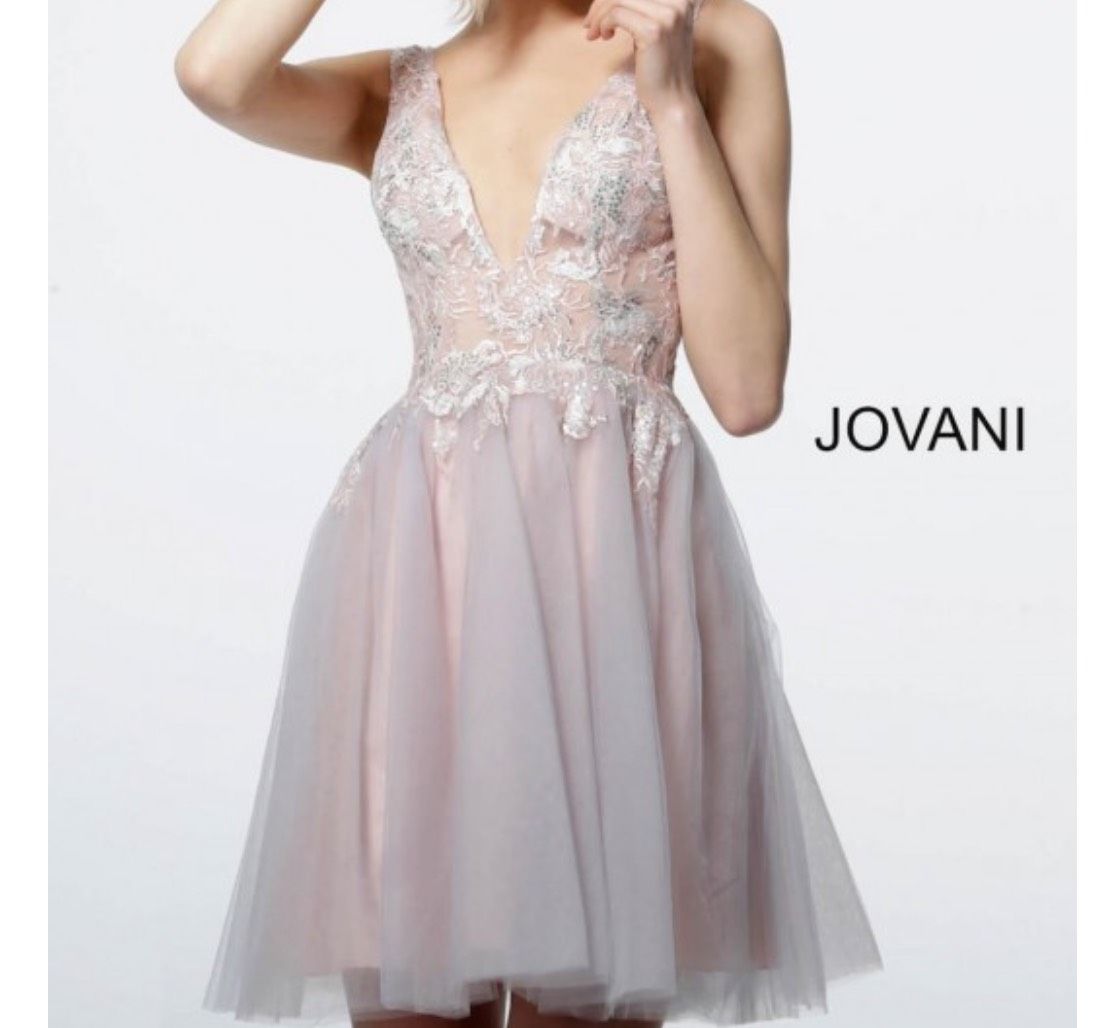 Jovani Size 0 Homecoming Lace Nude A-line Dress on Queenly