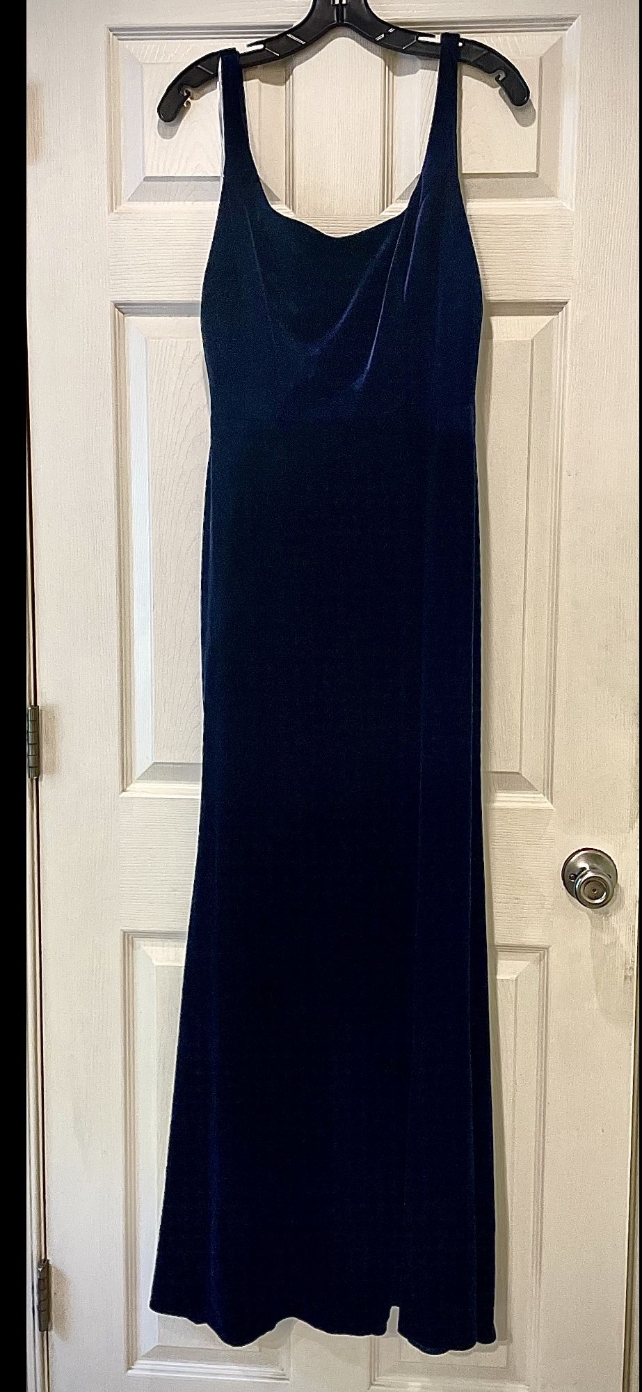 Christina Wu Size 10 Prom Velvet Navy Blue Cocktail Dress on Queenly