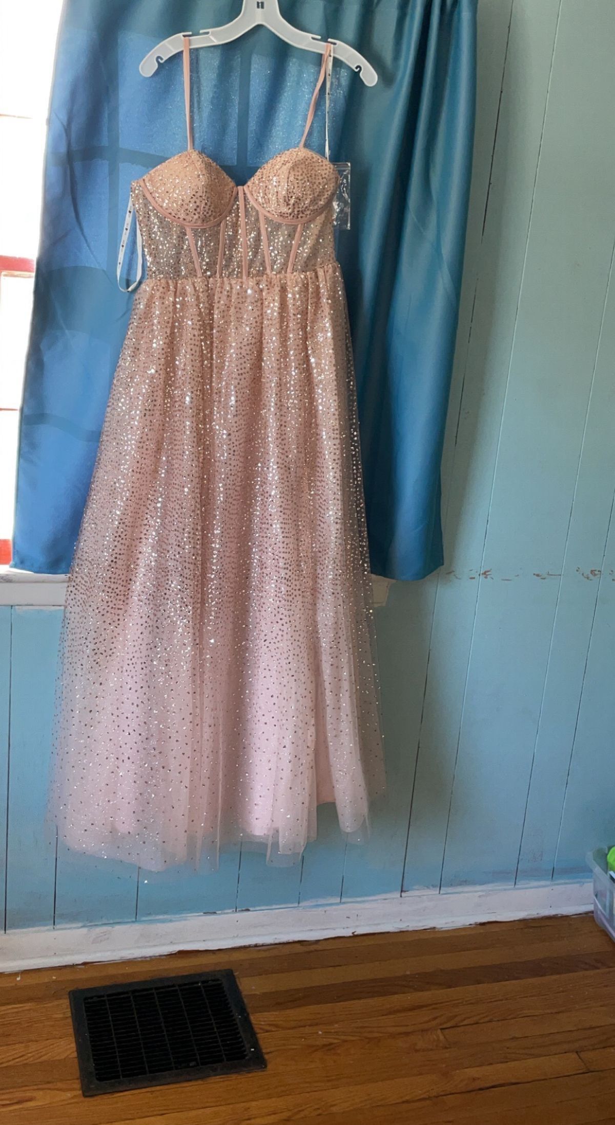 Jules and cleo Size 12 Prom Strapless Sequined Light Pink Ball Gown on Queenly