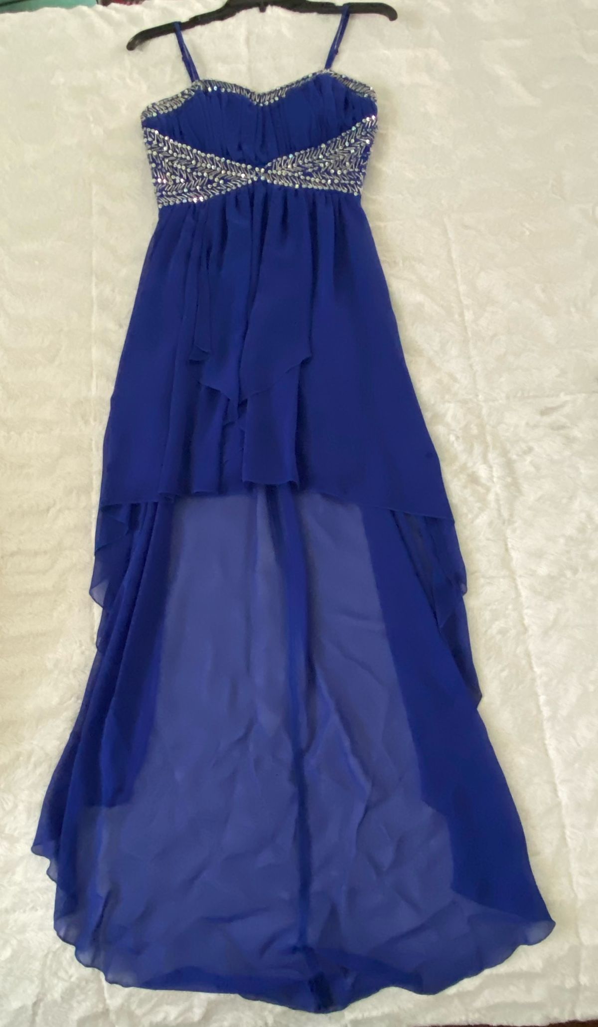 B. Darlin Size 2 Homecoming Strapless Sequined Royal Blue Floor Length Maxi on Queenly