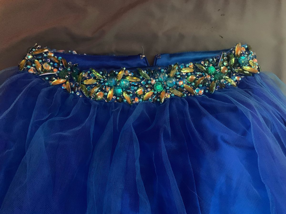Jovani Size 8 Prom Sequined Royal Blue Ball Gown on Queenly
