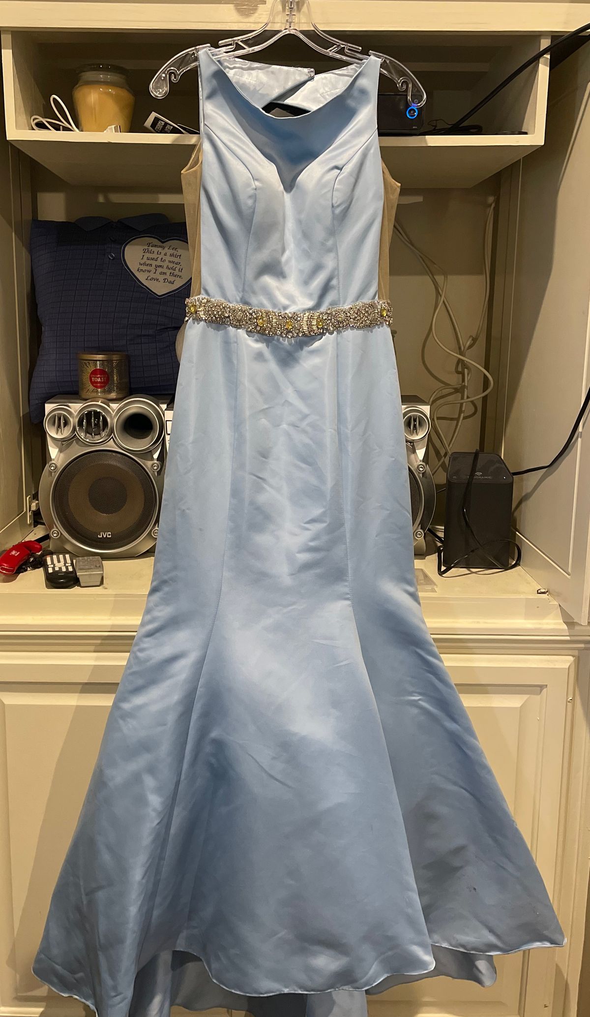 Angela and Alison Size 8 Prom Sequined Light Blue Mermaid Dress on Queenly