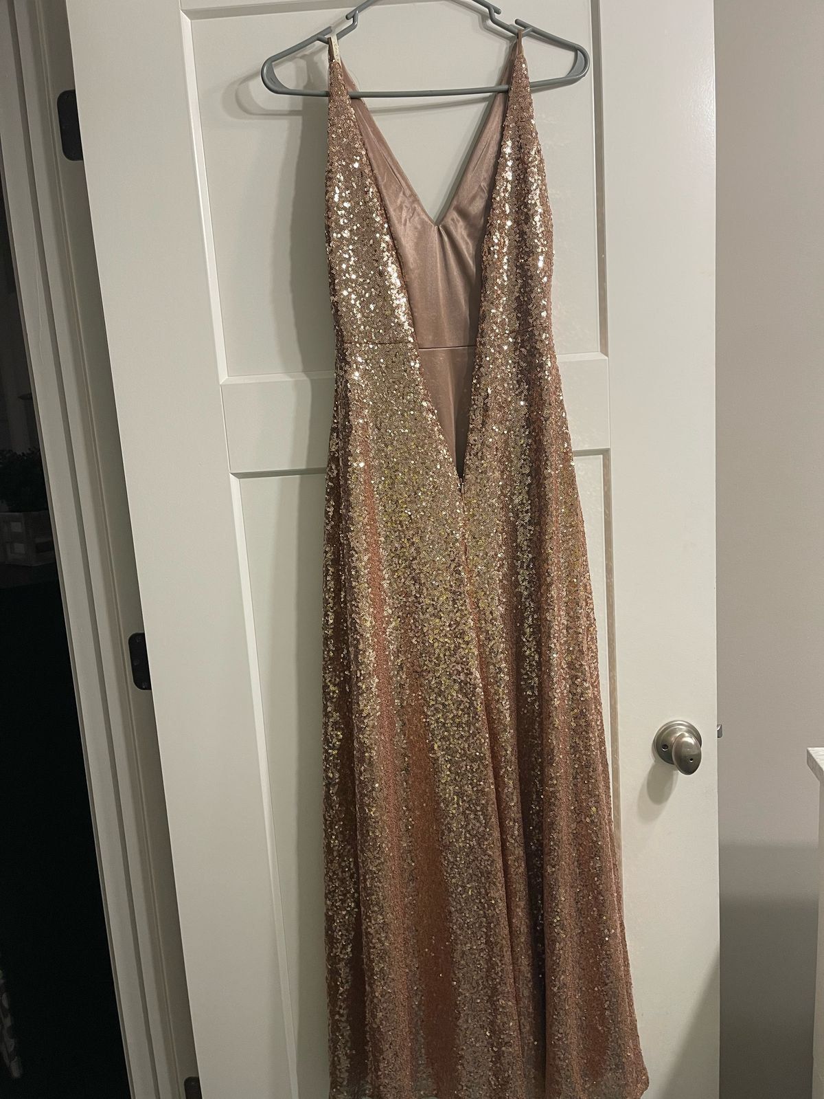 Size 4 Bridesmaid Gold Floor Length Maxi on Queenly