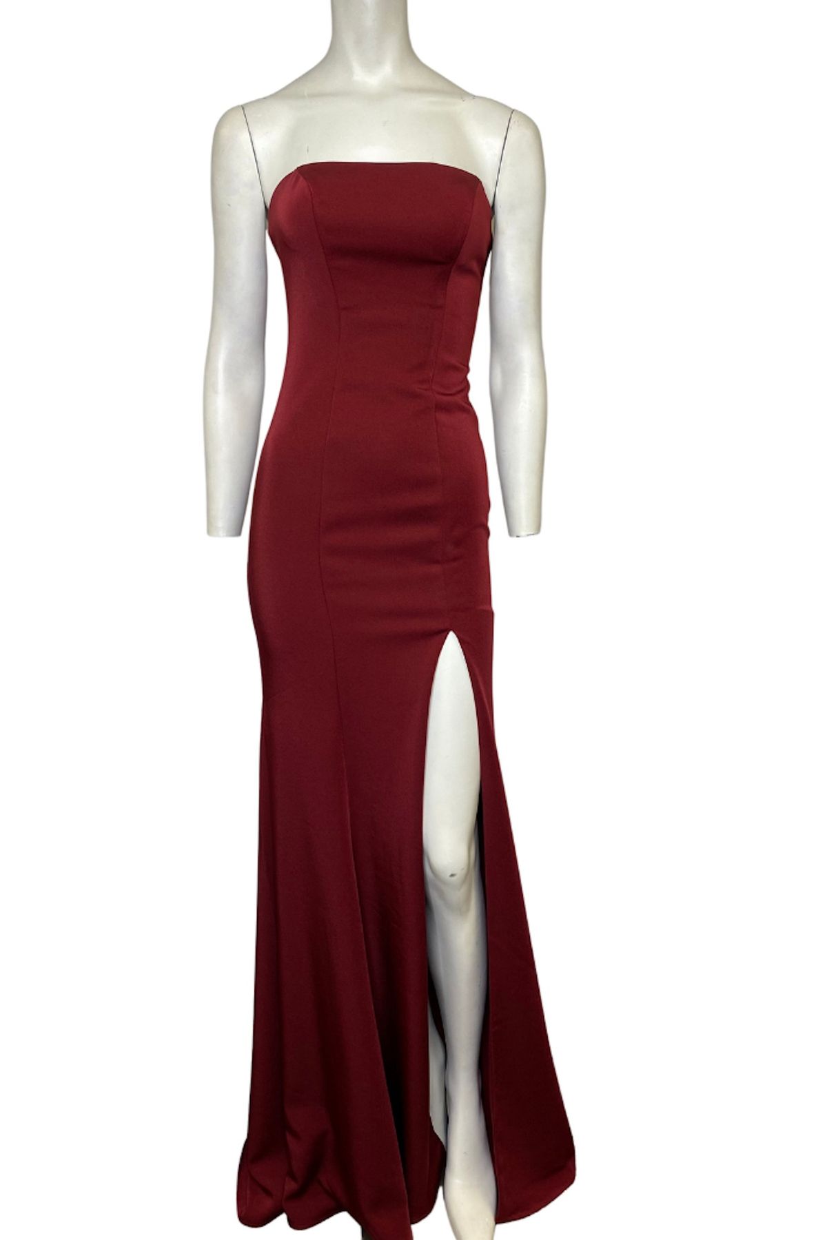 Style 10437 Faviana Size 0 Burgundy Red Side Slit Dress on Queenly