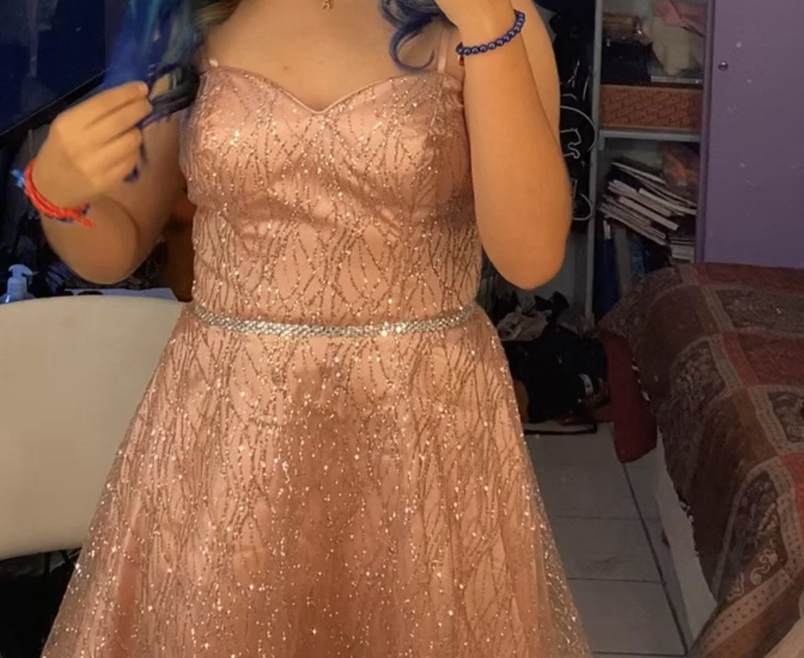 Size 8 Homecoming Rose Gold A-line Dress on Queenly