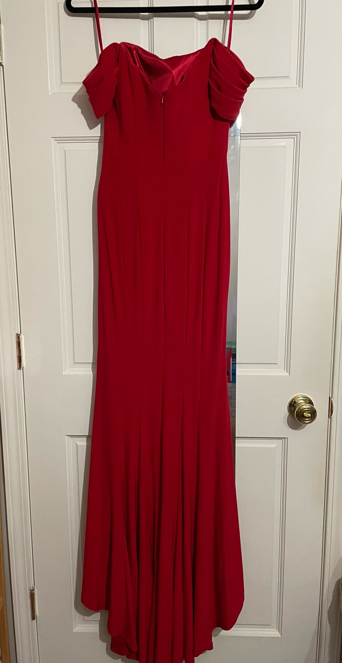 Size 2 Off The Shoulder Red Side Slit Dress on Queenly