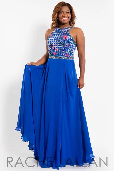 Rachel Allan Plus Size 24 Royal Blue A-line Dress on Queenly