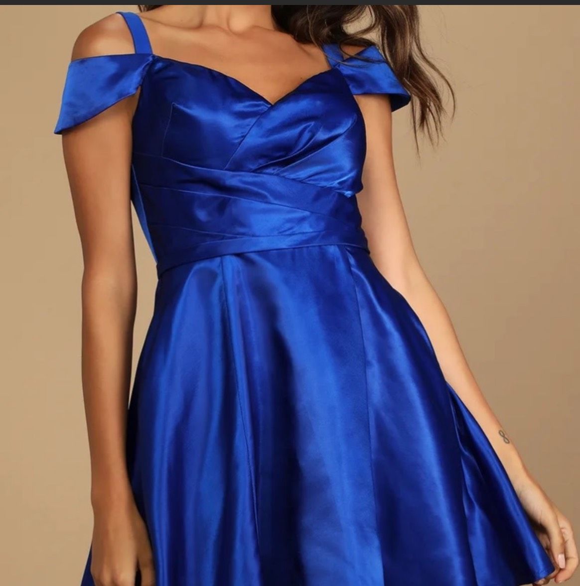 Lulus Size 2 Homecoming Satin Royal Blue A-line Dress on Queenly