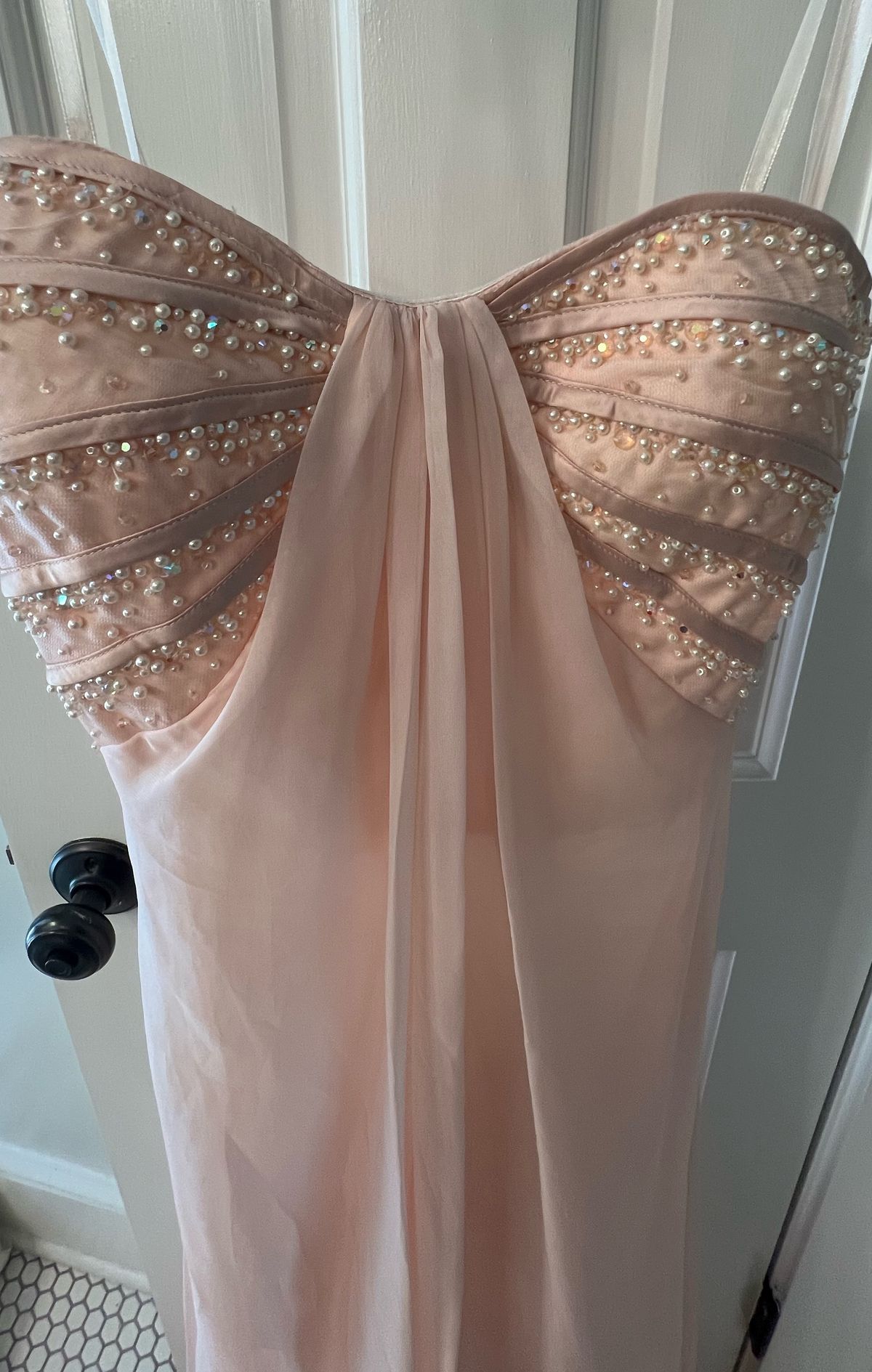 Size 10 Strapless Pink Floor Length Maxi on Queenly