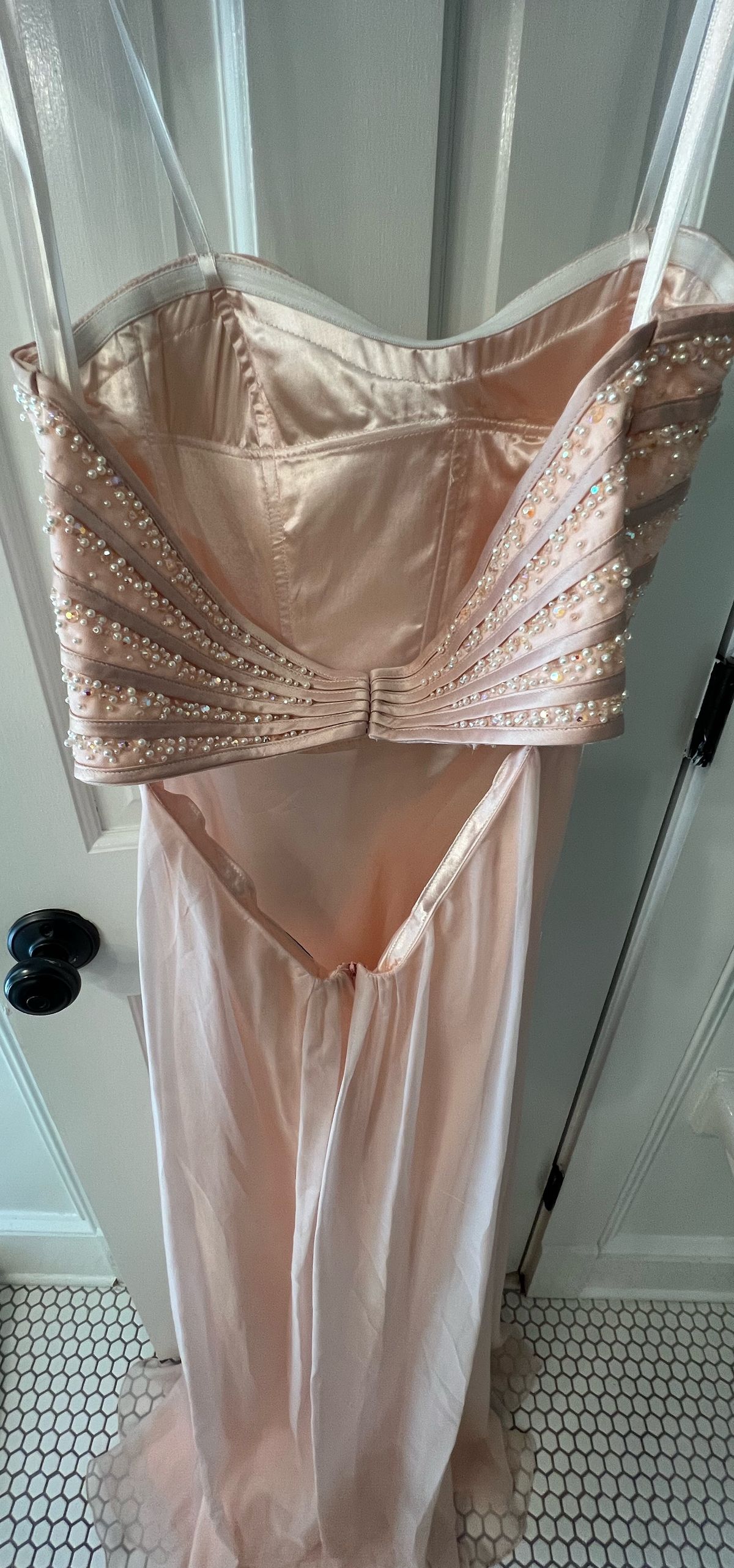 Size 10 Strapless Pink Floor Length Maxi on Queenly