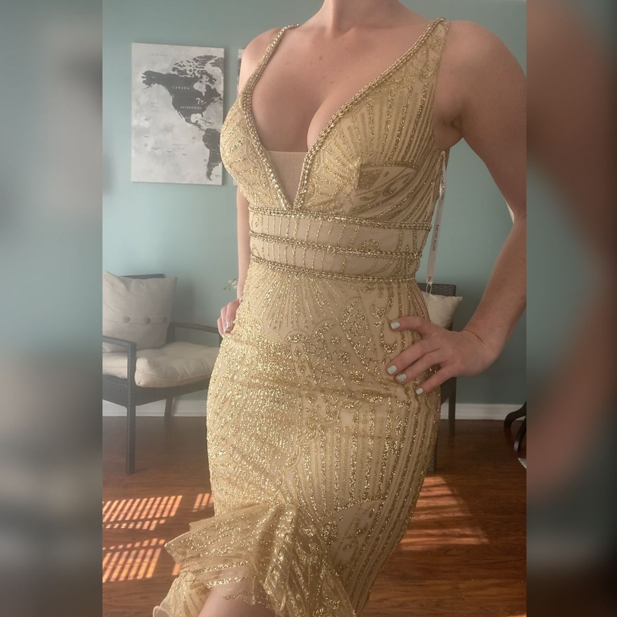 Rachel Allan Size 4 Pageant Gold Mermaid Dress on Queenly