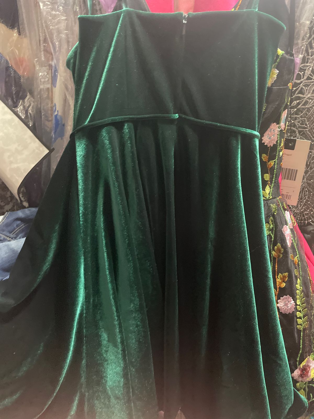 Clarisse Size 0 Velvet Green A-line Dress on Queenly