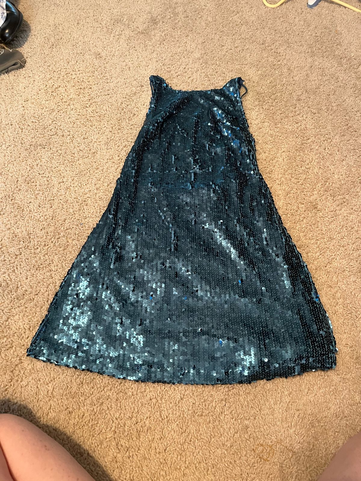 Size 2 Nightclub High Neck Sequined Blue Cocktail Dress on Queenly