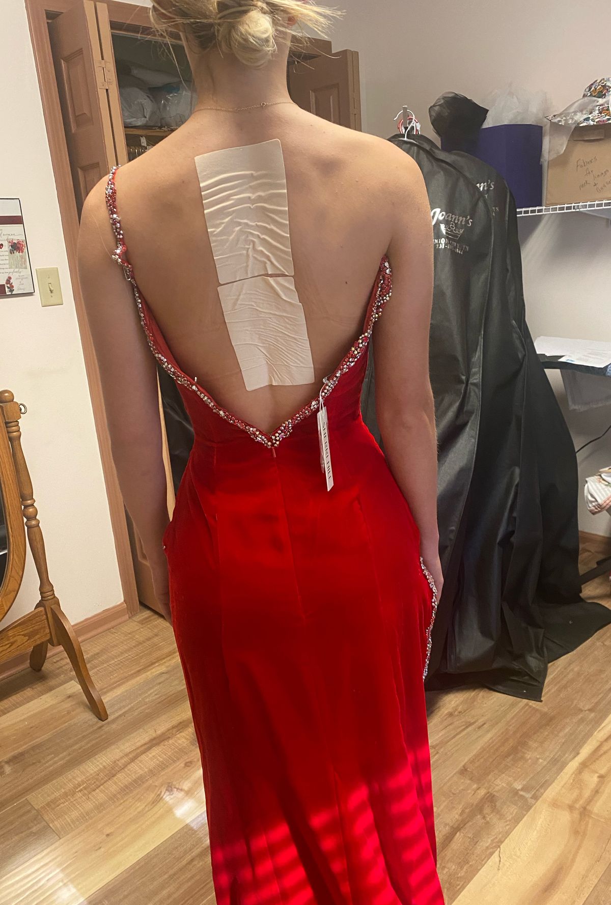Sherri Hill Size 00 Pageant Plunge Sheer Red Side Slit Dress on Queenly