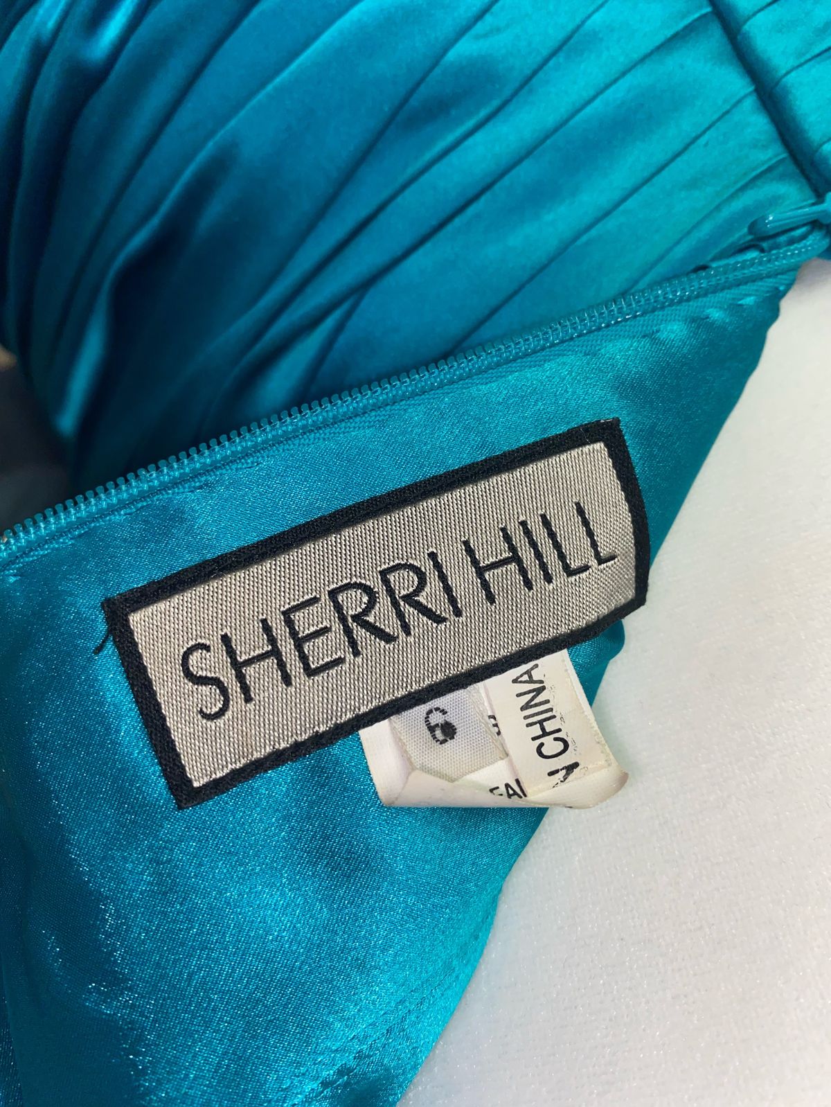 Sherri Hill Size 6 Prom One Shoulder Satin Blue Side Slit Dress on Queenly