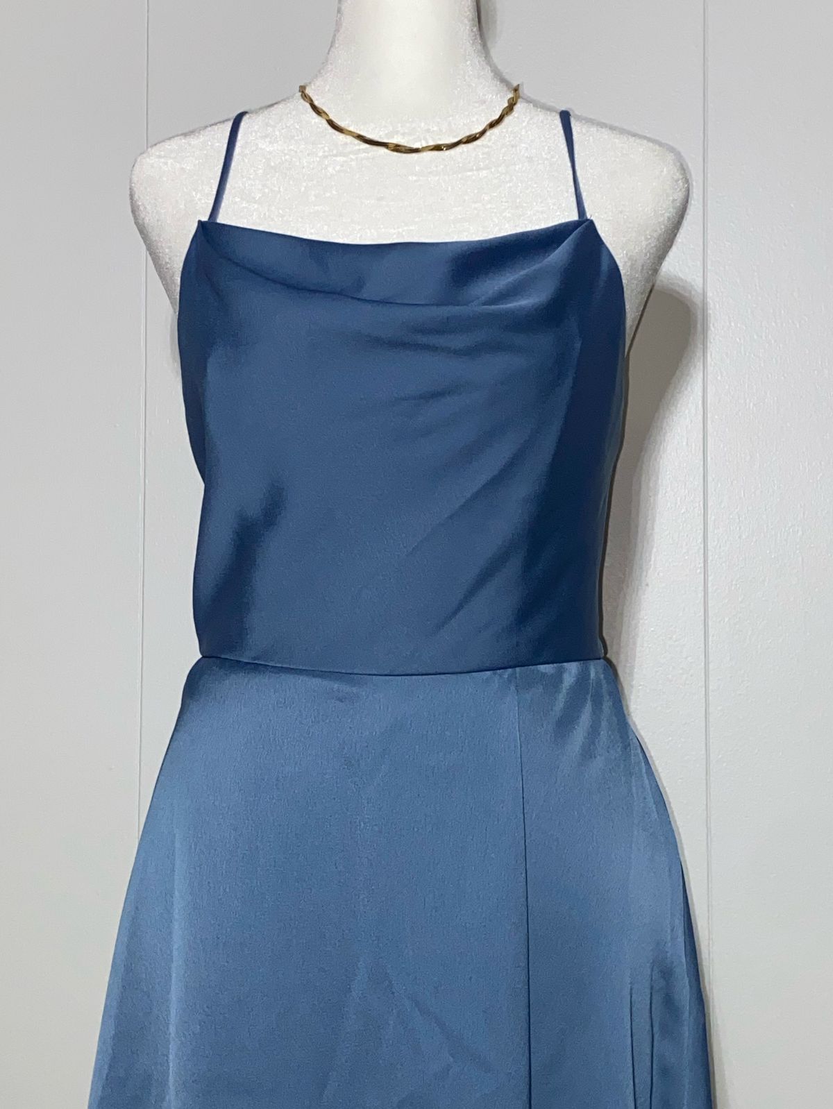 Celebrate Size 6 Bridesmaid Blue A-line Dress on Queenly