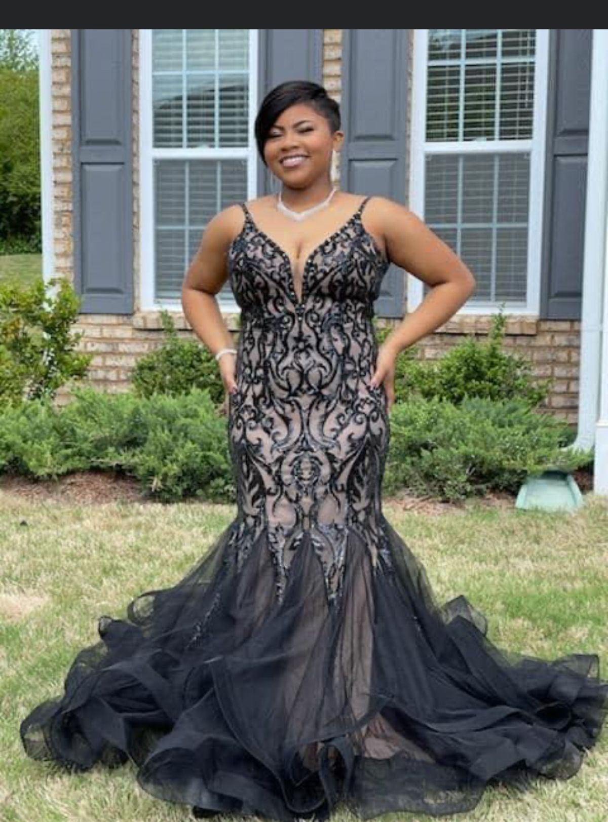 Jasz Couture Size 12 Prom Black Mermaid Dress on Queenly
