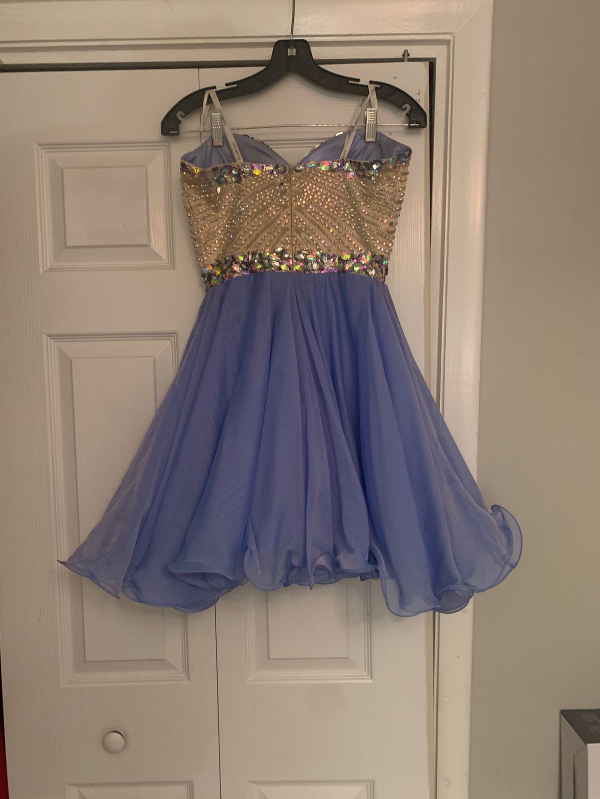 Sherri Hill Size 4 Prom Strapless Sequined Light Blue Cocktail Dress on Queenly