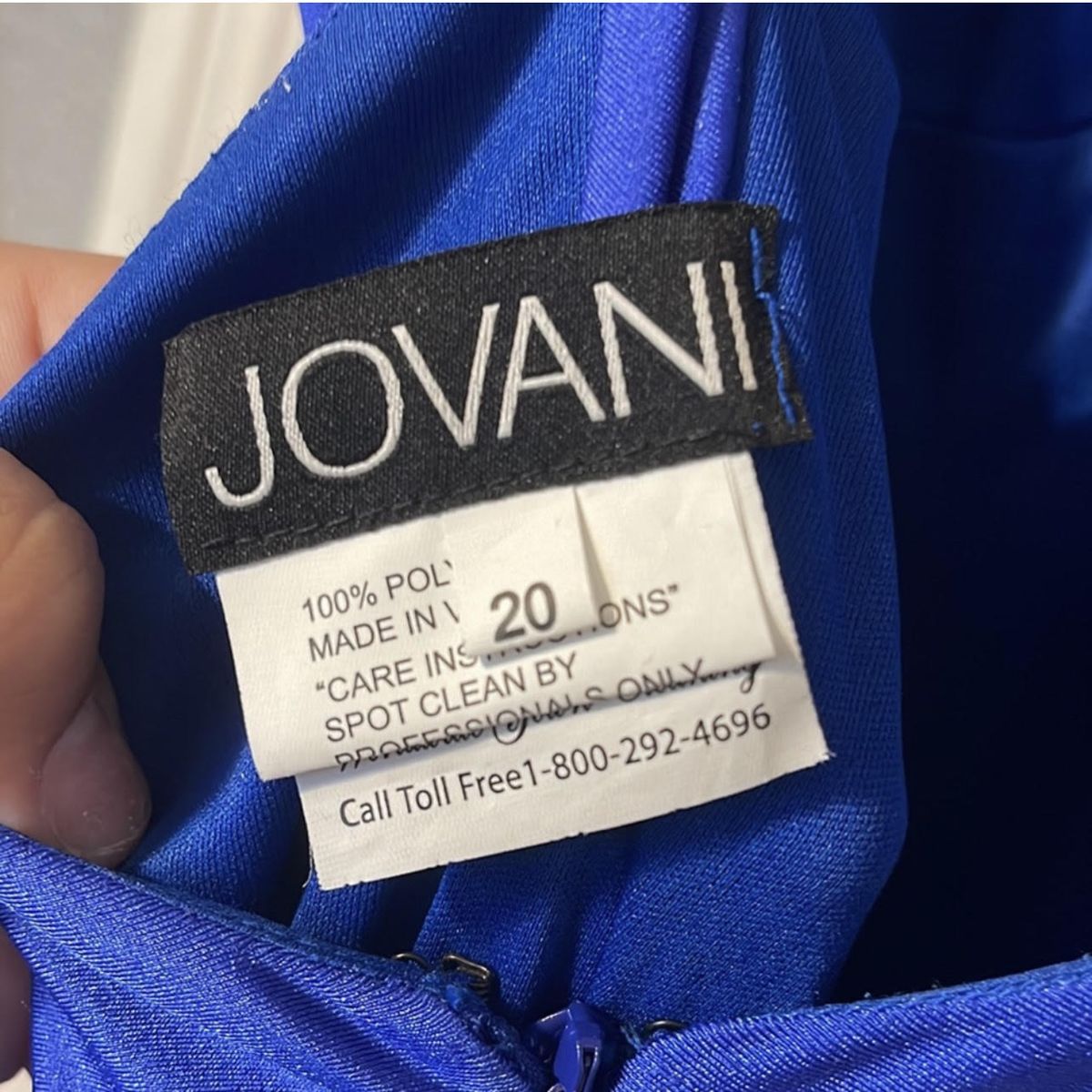 Jovani Plus Size 20 Bridesmaid Plunge Satin Royal Blue Side Slit Dress on Queenly