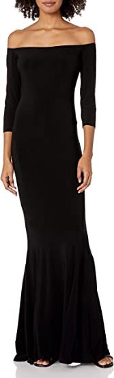 Size 8 Off The Shoulder Black A-line Dress on Queenly