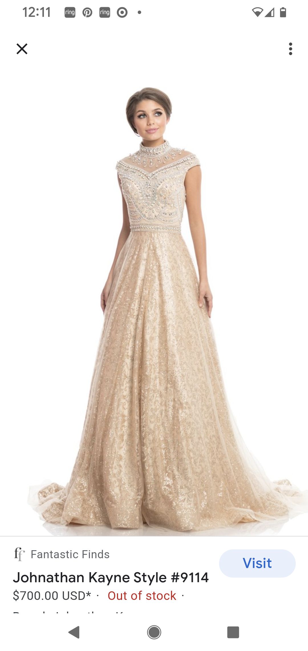 Style 9114 Johnathan Kayne Size 8 Gold A-line Dress on Queenly
