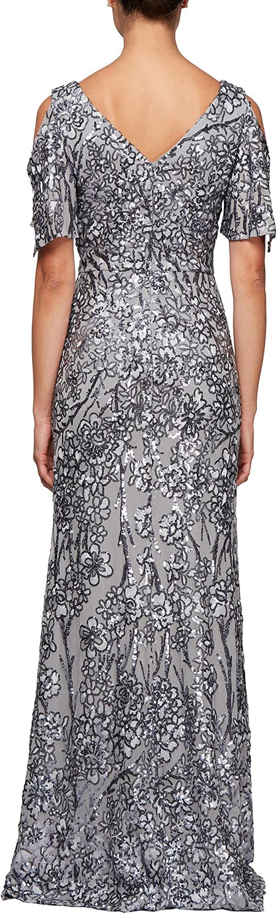 Size 12 Sequined Silver A-line Dress on Queenly