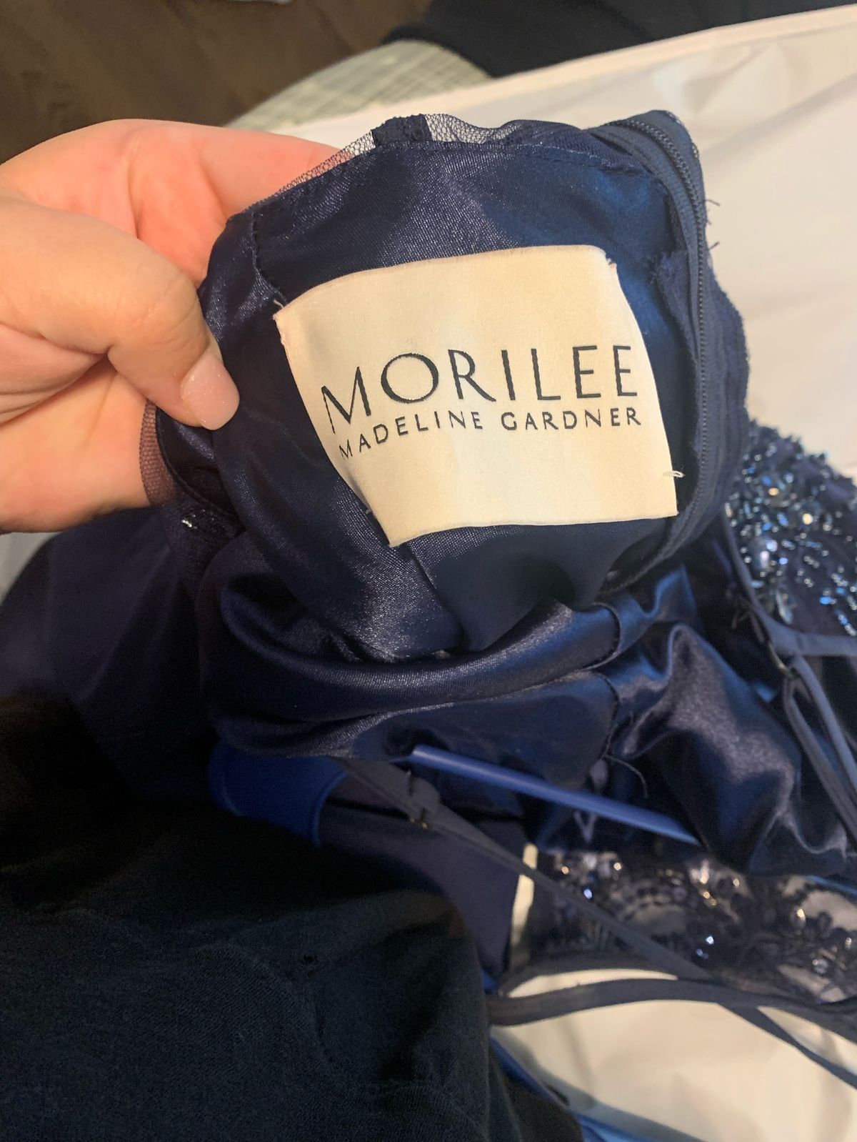 MoriLee Size 10 Wedding Guest Blue A-line Dress on Queenly