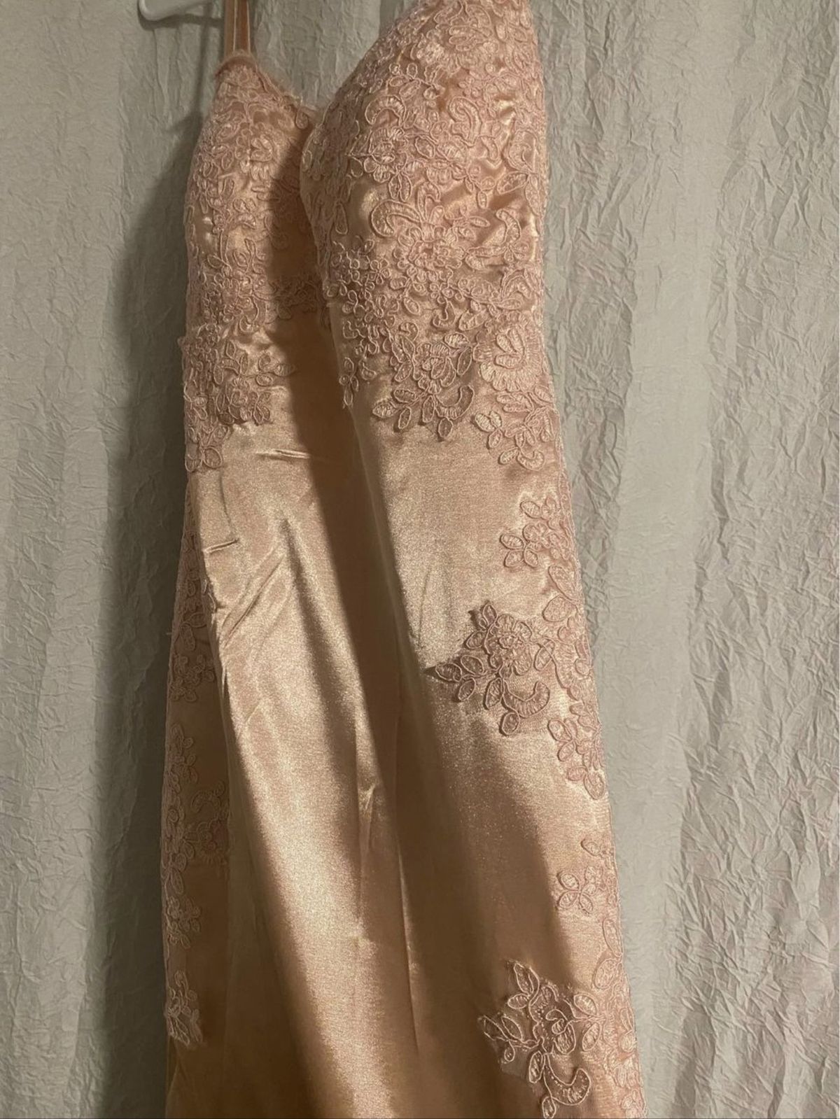 M Bridal Size 8 Pageant Lace Nude Dress With Train on Queenly