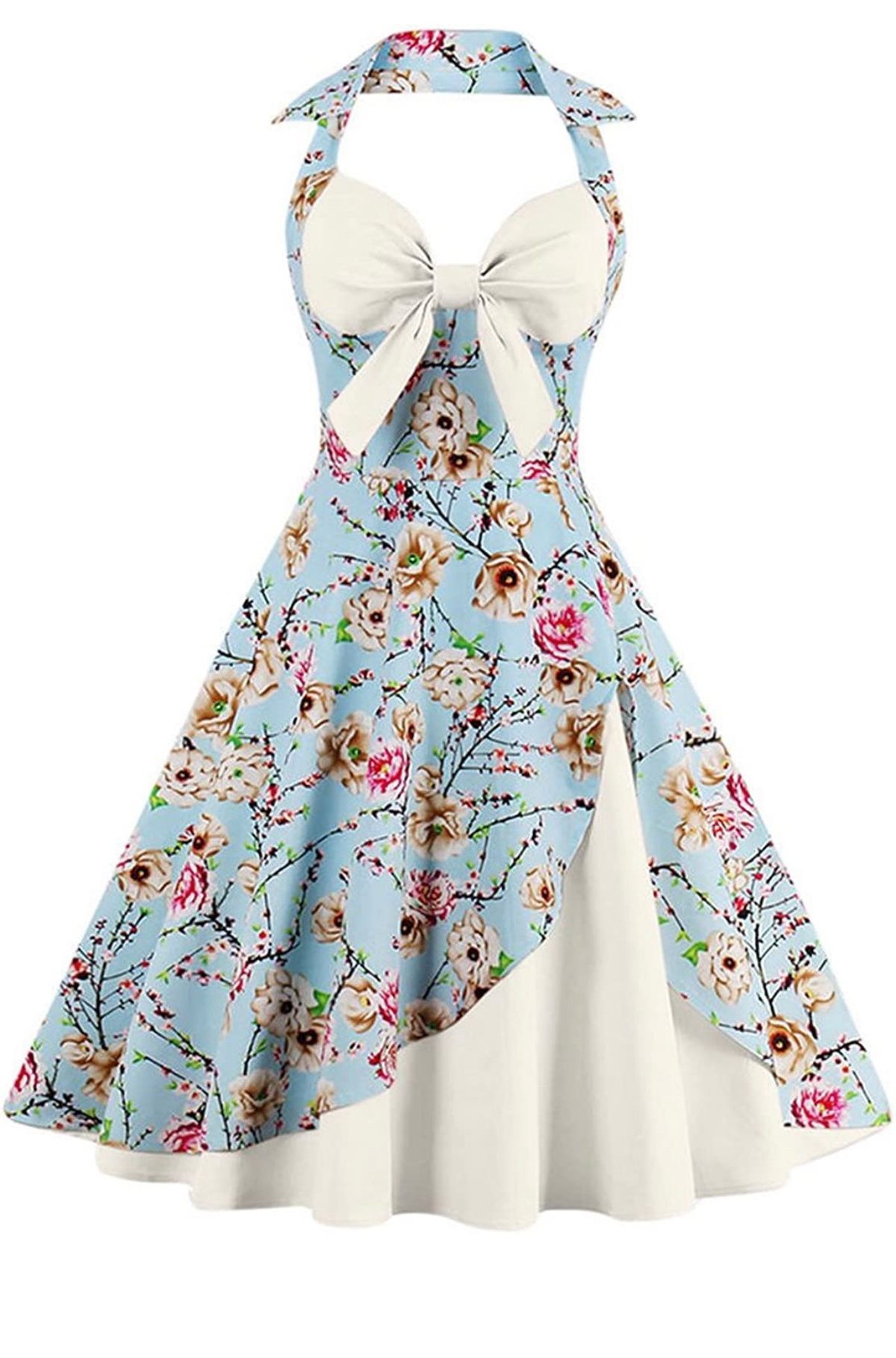 Size 8 Pageant Halter Floral Multicolor Cocktail Dress on Queenly