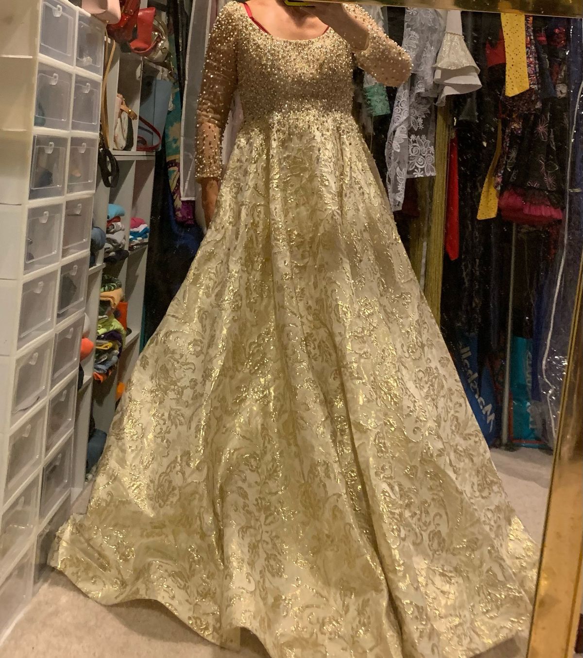 Mac Duggal Size 4 Sequined Gold Ball Gown on Queenly