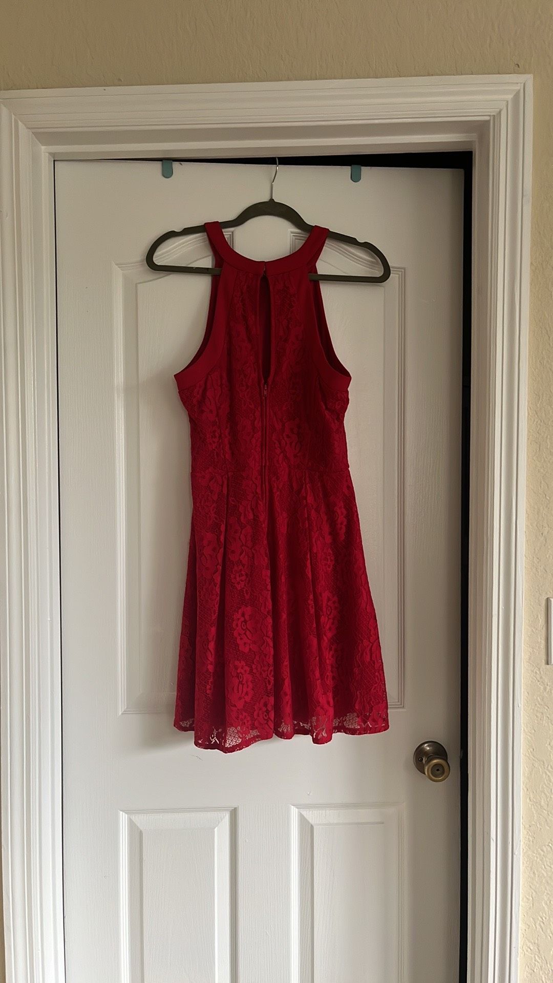 Girls Size 14 Lace Red A-line Dress on Queenly
