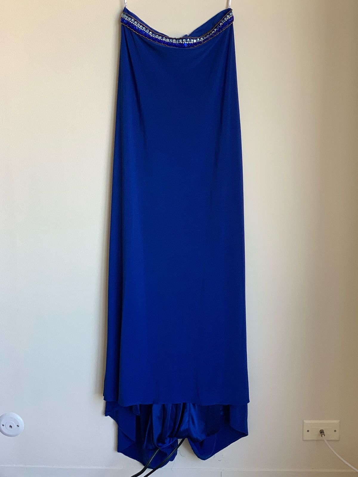 Sherri Hill Size 10 Prom High Neck Sequined Royal Blue Floor Length Maxi on Queenly