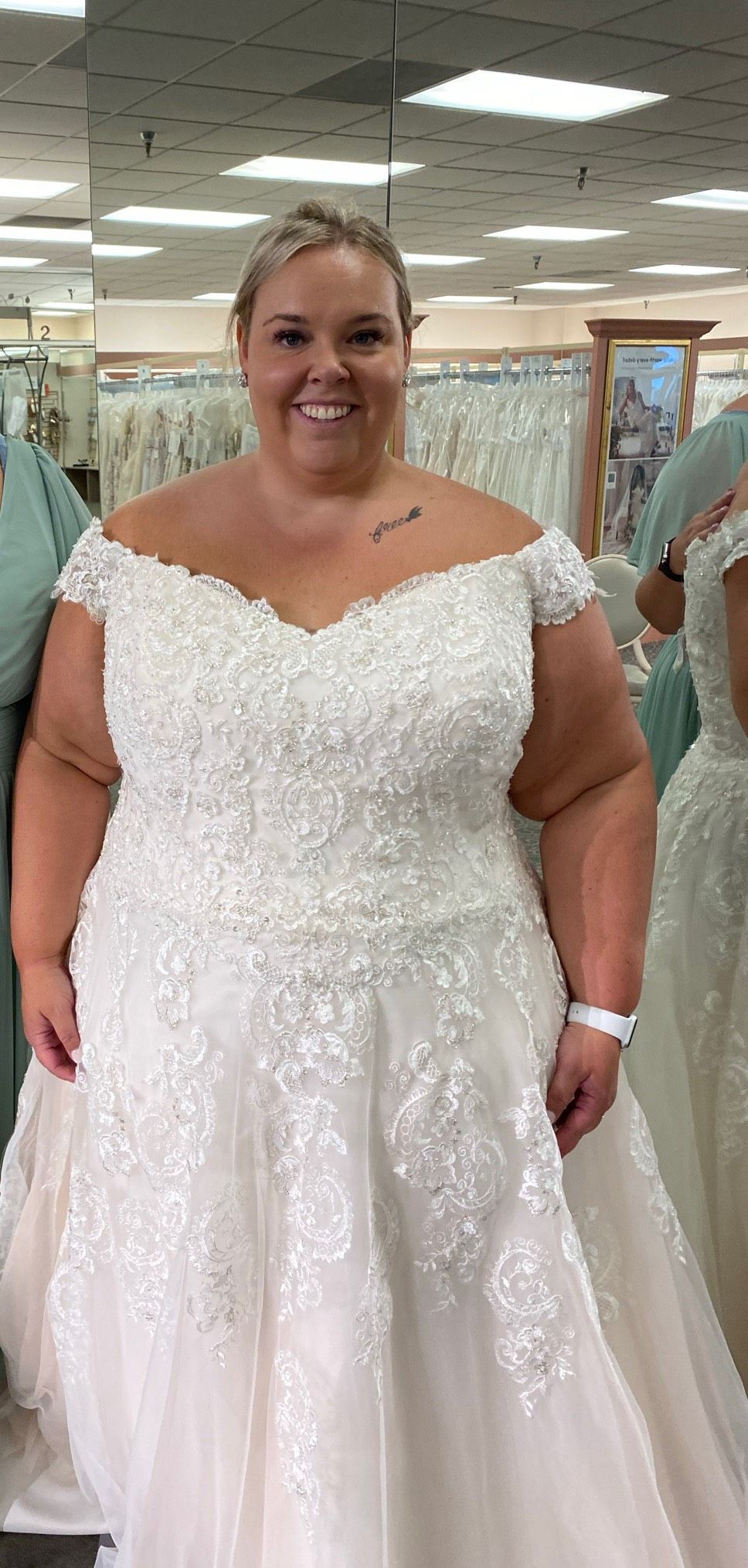 Plus Size 22 Wedding Lace White Dress With Train on Queenly