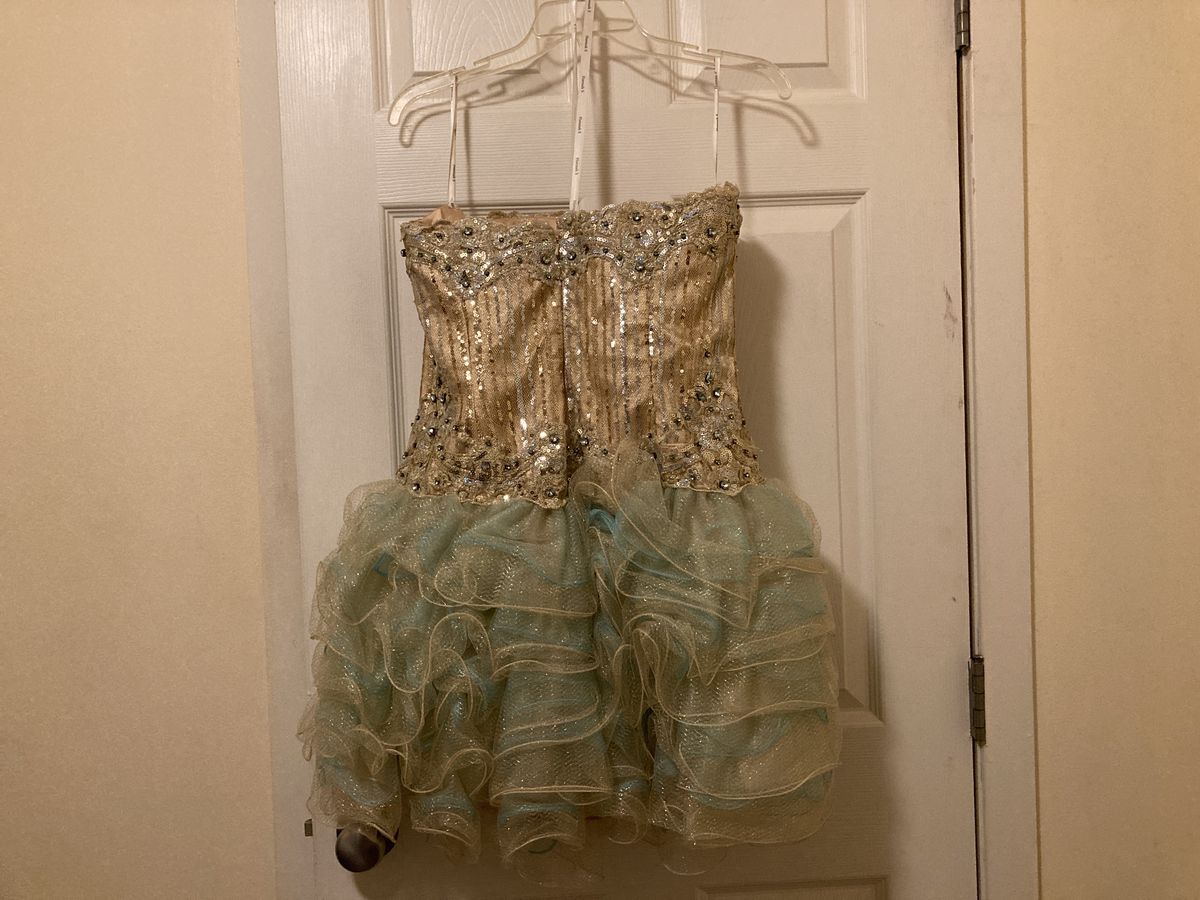 Hannah S Size 14 Prom Strapless Gold Cocktail Dress on Queenly