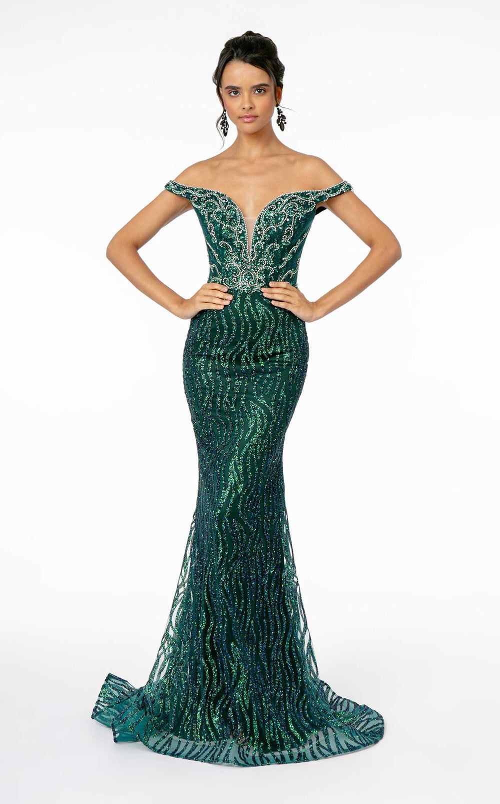 Gloria Gls Size 8 Pageant Plunge Sequined Green Mermaid Dress on Queenly